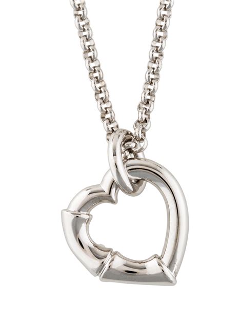 gucci silver bamboo heart necklace|best interlocking heart necklace.